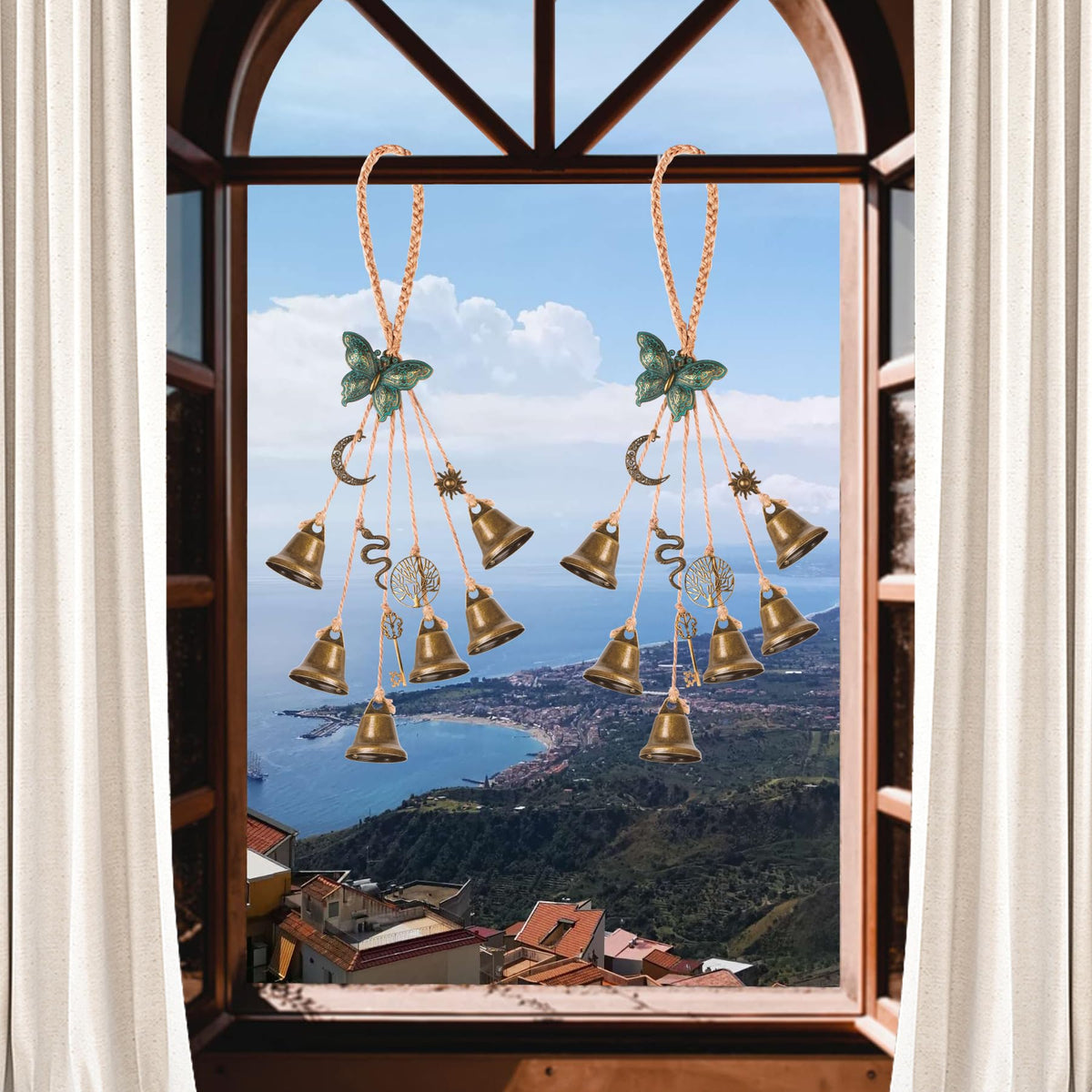 2PC Butterfly Witch Hanging Bells for Home Door Knob Protection