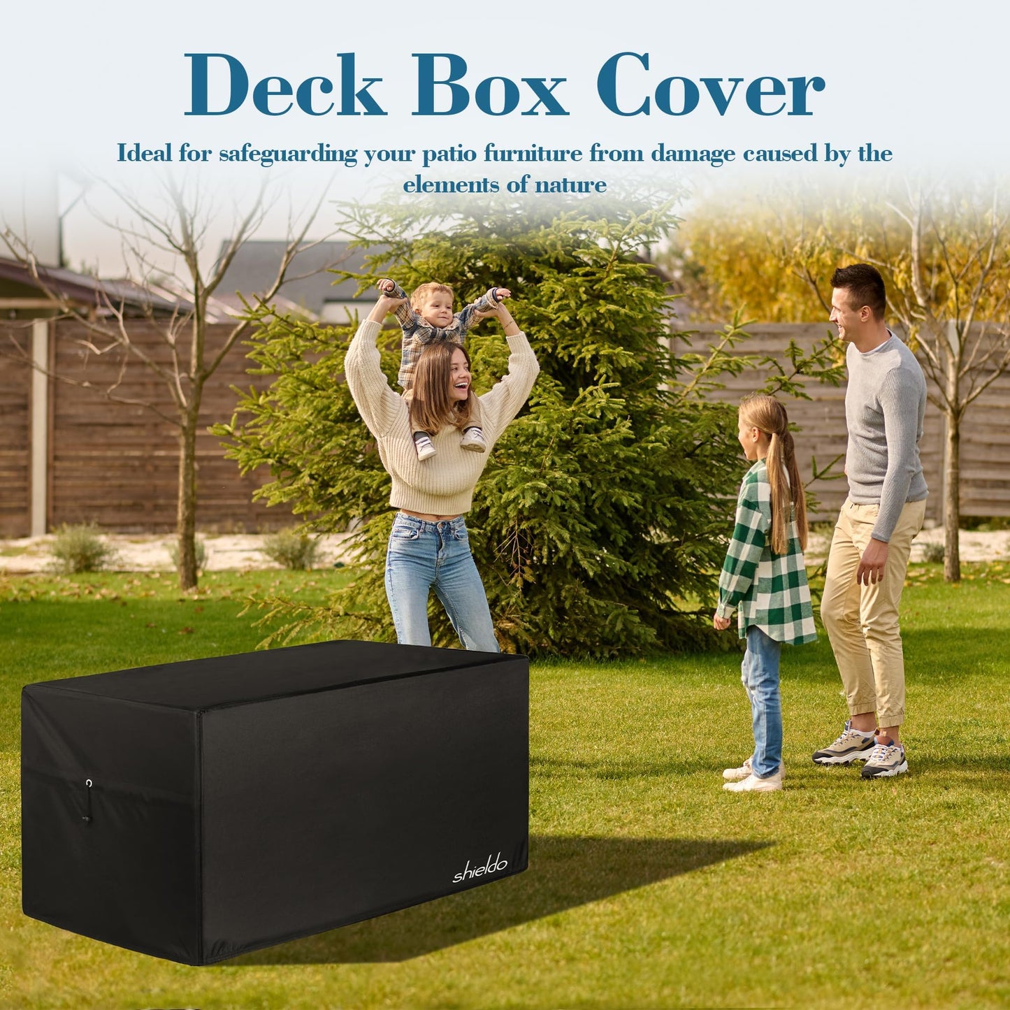 Shieldo Deck Box Cover- Heavy Duty 600D Polyester Oxford,100% Waterproof Deck Box Cover 63" L x 30" W x 28" H
