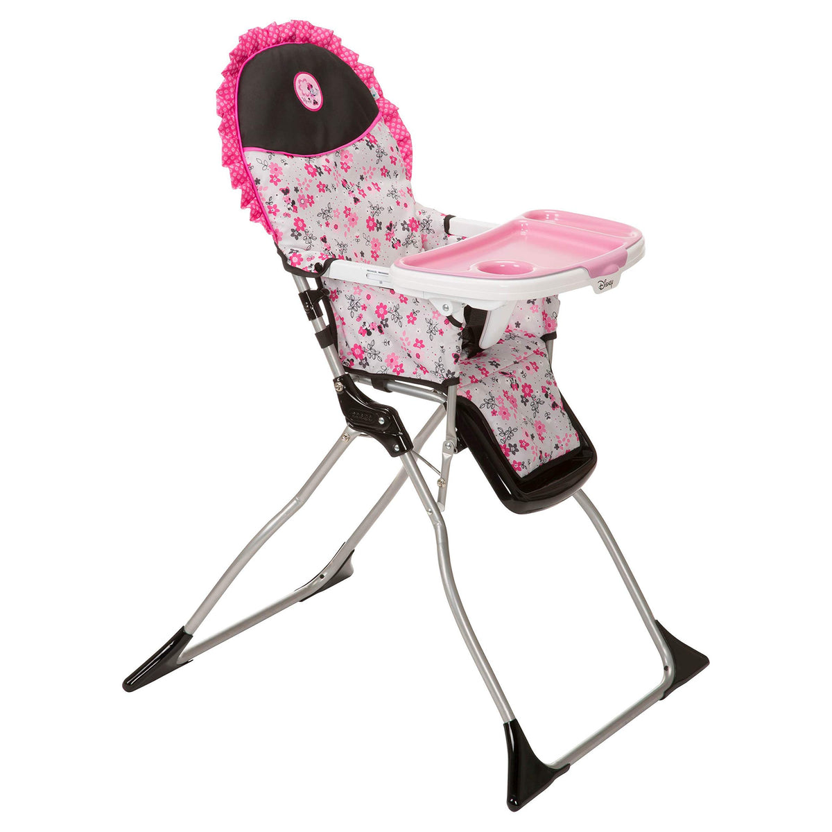 Disney Baby Minnie Mouse Foldable Highchair for Baby, Simple Fold High Chair with 3-Position Tray, Garden Delight