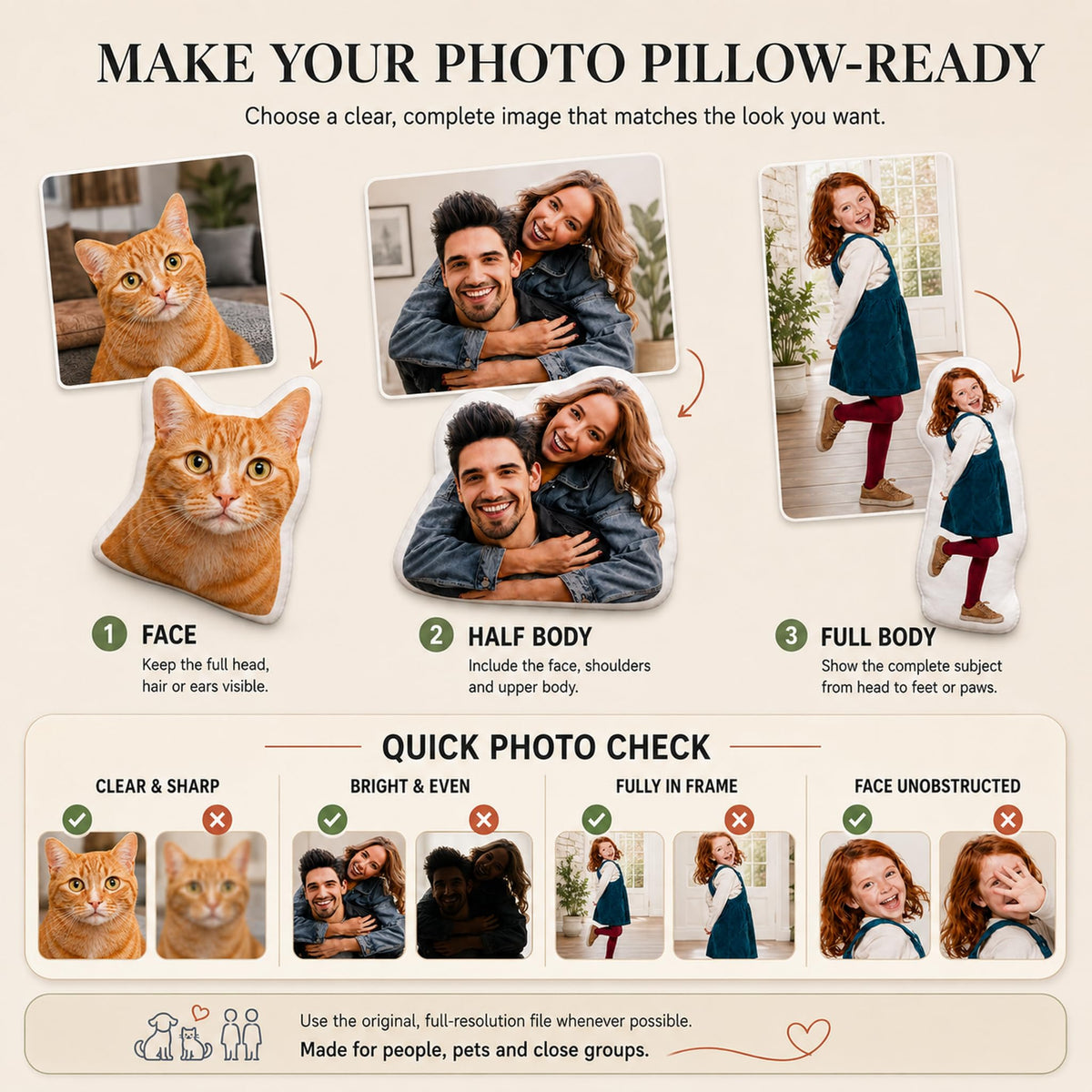 Veyra Hearth Custom Pillow with Picture, Face Pillow for Dog Cat Pet Lovers