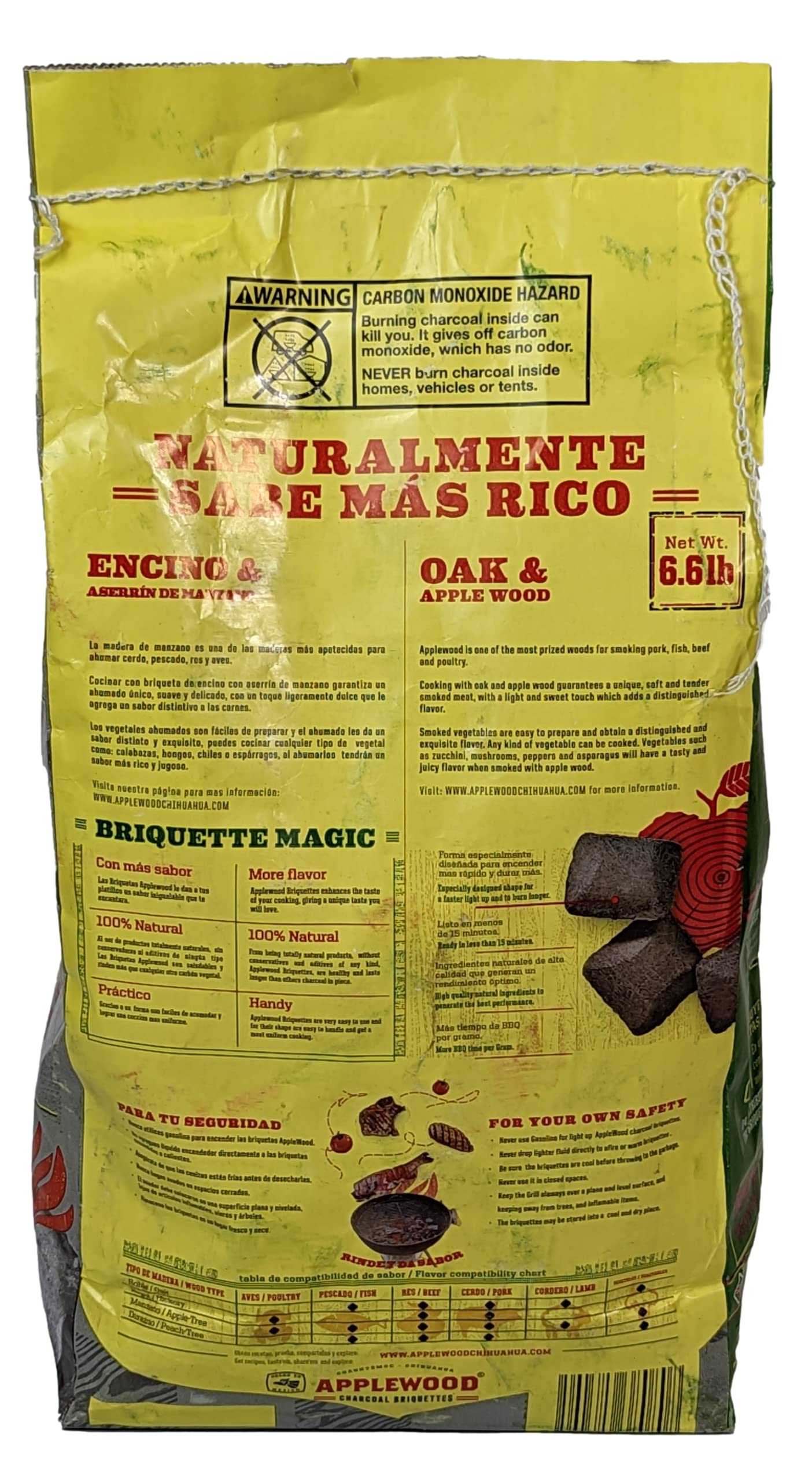 6.5lb Oak & Applewood Charcoal Briquettes - All Natural Wood Charcoal for Grilling - Premium BBQ Briquettes - Quick Light, Pure Hardwood - Long Burning, Rich Smoky Flavor - by Billy Buckskin