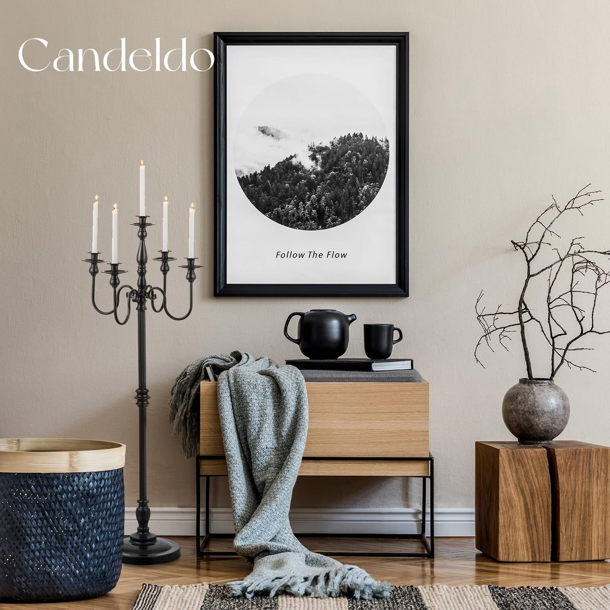 Candeldo 48 Inches Black Floor Candelabra Halloween Decorations Set of 2