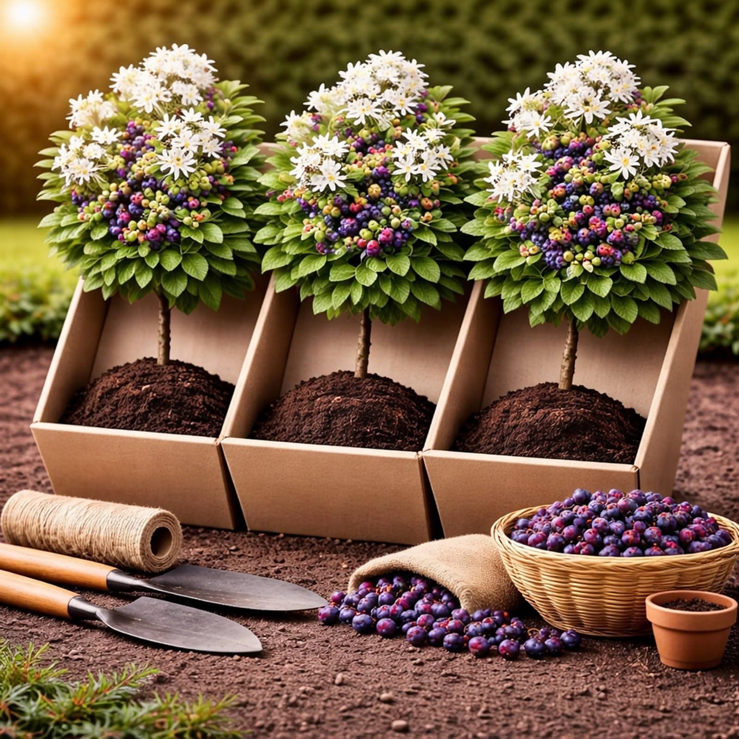 3 Saskatoon Serviceberry Bush Plants for Growing - (Amelanchier alnifolia) Juneberry Bushes - Hardy Edible Berry Shrubs for Backyard Gardens, Pollinator-Friendly, White Flowers (3 Plants)