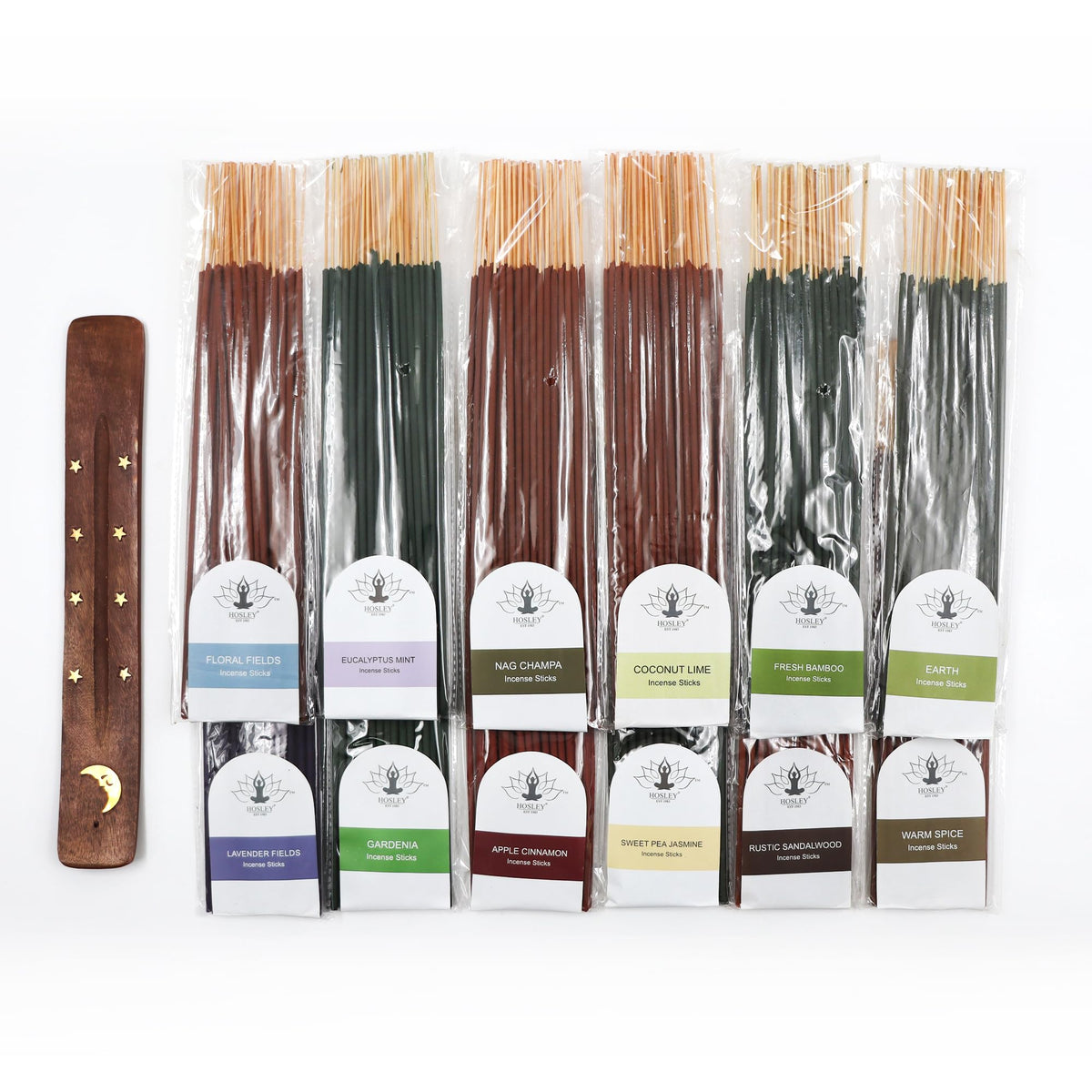 Hosley 480-Pack Assorted Incense Sticks, 12 Scents Incl. Nag Champa, Lavender, Dragon’s Blood, Grab Bag, Ideal for Meditation, Aromatherapy, Home, Gifts