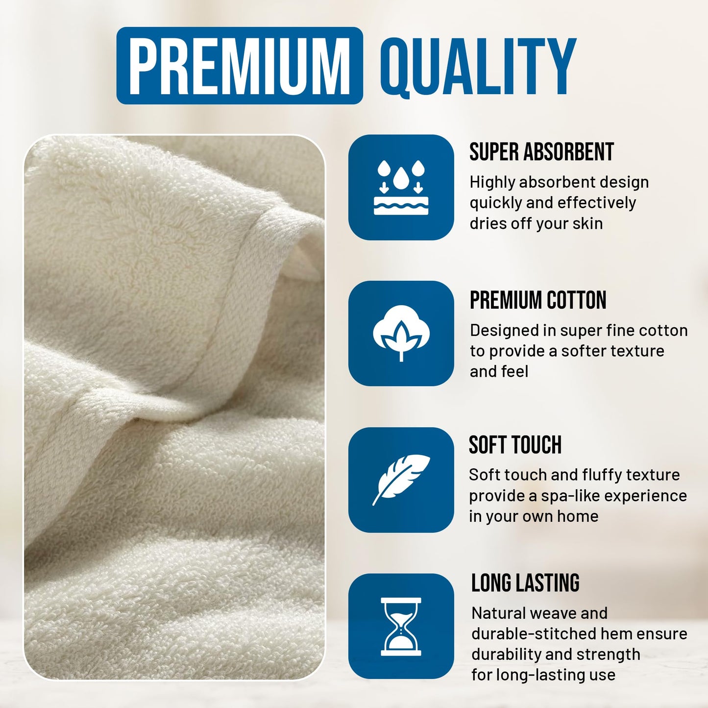 TOWELTIQUE Oversized Bath Towels - 36 x 72 Extra Large Organic Cotton Bath Sheets for Adults | Jumbo Hotel-Size, Ultra Absorbent & Soft | 2 Pack