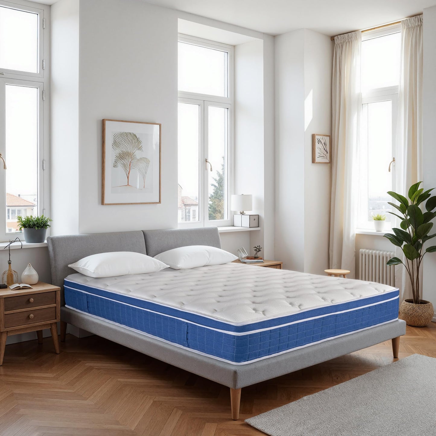 lafengyan Premium Hybrid Mattress with Memory Foam and Pocketed Coils for Balanced Support, Pressure Relief, and Motion Isolation