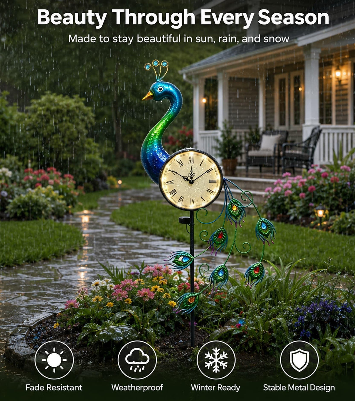 Twirleternity Outdoor Clock with Garden Stake and Illuminated Dial