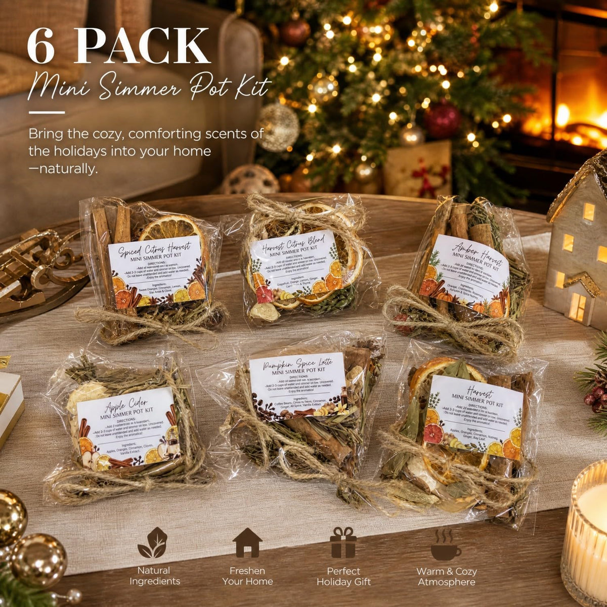 Naucoos 6 Pack Fall Simmer Pot Potpourri, Stovetop Potpourri Bag, Diversity
