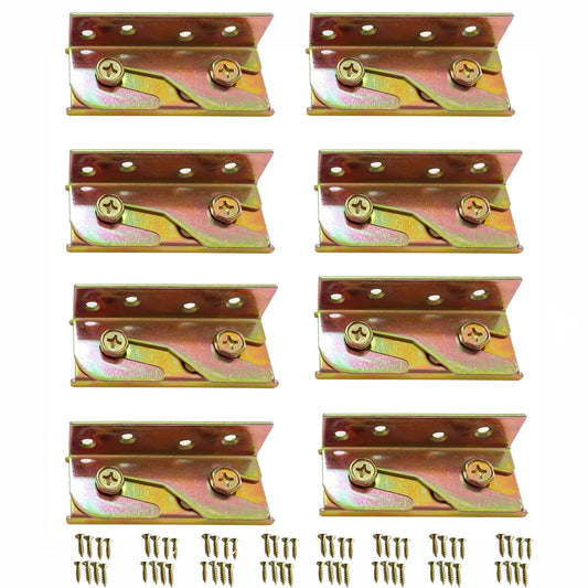 No-Mortise Bed Rail Fittings, 8 Packs Bed Rail Brackets Bed Frame Hardware Connectors for Headboards Footboards Hold ,W/Screws