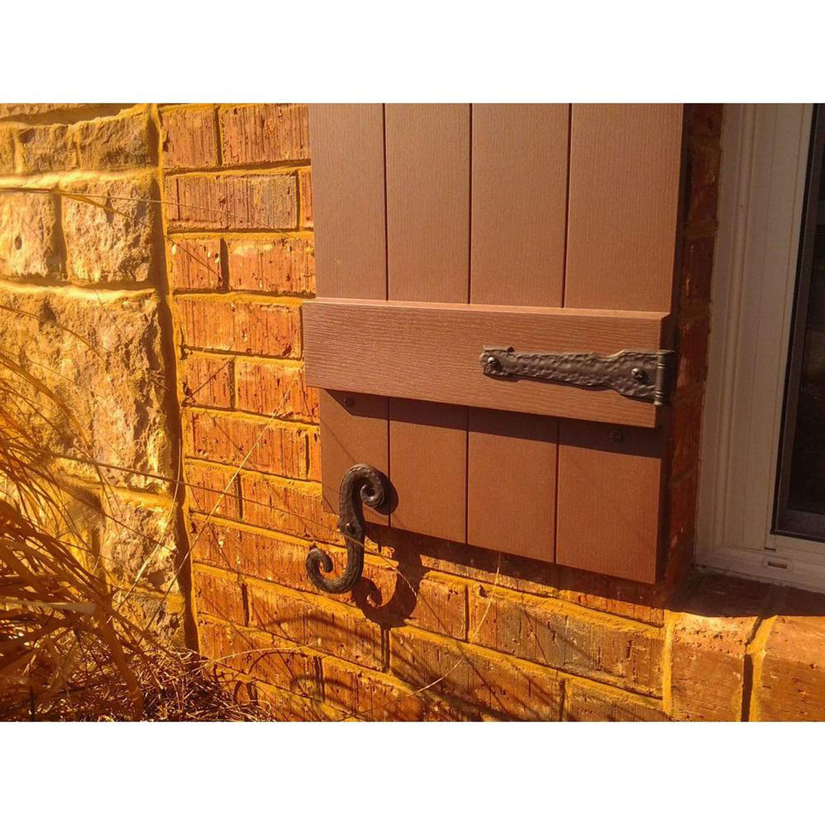 Ekena Millwork Lifetime Vinyl LJ4S14X05900BL Standard Four Board Joined, Board-n-Batten Vinyl Shutters, w/Installation Shutter-Lok's & Matching Screws (Per Pair), 14"W x 59"H, Black