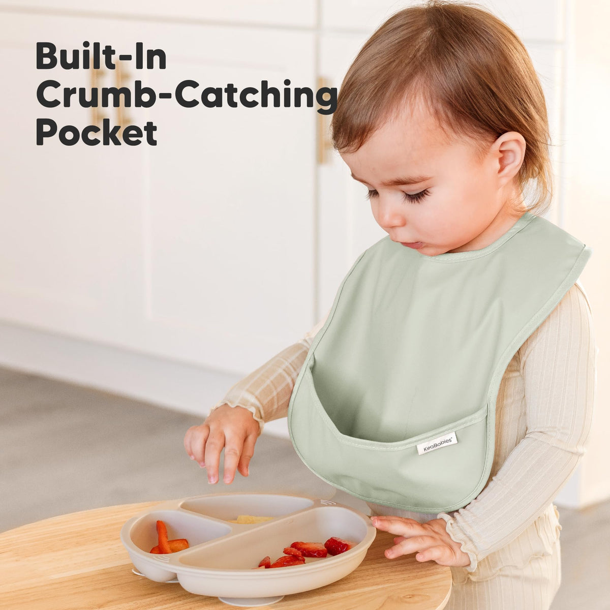 KeaBabies 3-Pack Waterproof Baby Bibs for Eating, Lightweight, Ocean