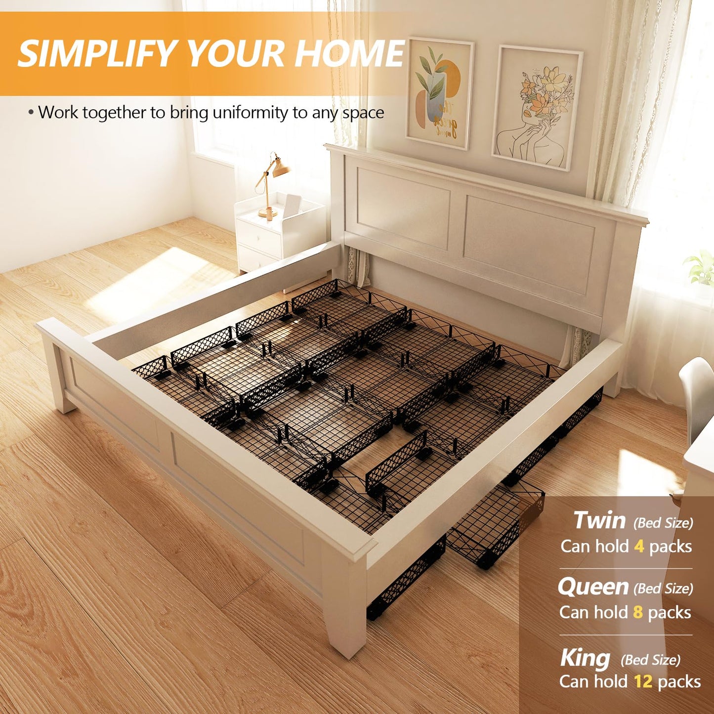 NADAMOO Under Bed Storage with Wheels, Low Profile Rolling Organizer Bins