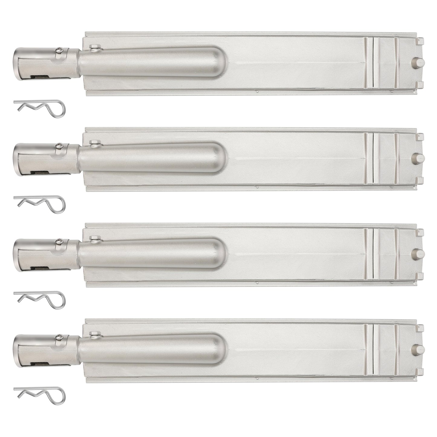 4 PC 304 Heavy Duty Cast Stainless Steel BBQ Premium Gas Grill Burners Replacements Parts for Bull,Cal,Flame,Blaze,Turbo,Beefeater,Lion,Thermos,CharBroil,Jenn Air,Nexgrill,Aussie, Bakers Chefs,etc.