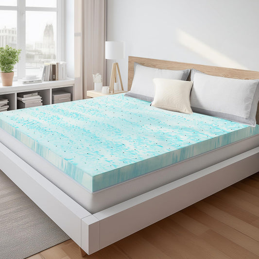 Sweetcrispy Mattress Topper Twin,3 Inch Thick Memory Foam Gel Infused Cooling Toppers Pad for Twin Size Bed, Sleeper Sofa, RV, Camper, CertiPUR US Certified, Ventilated and Breathable, Blue