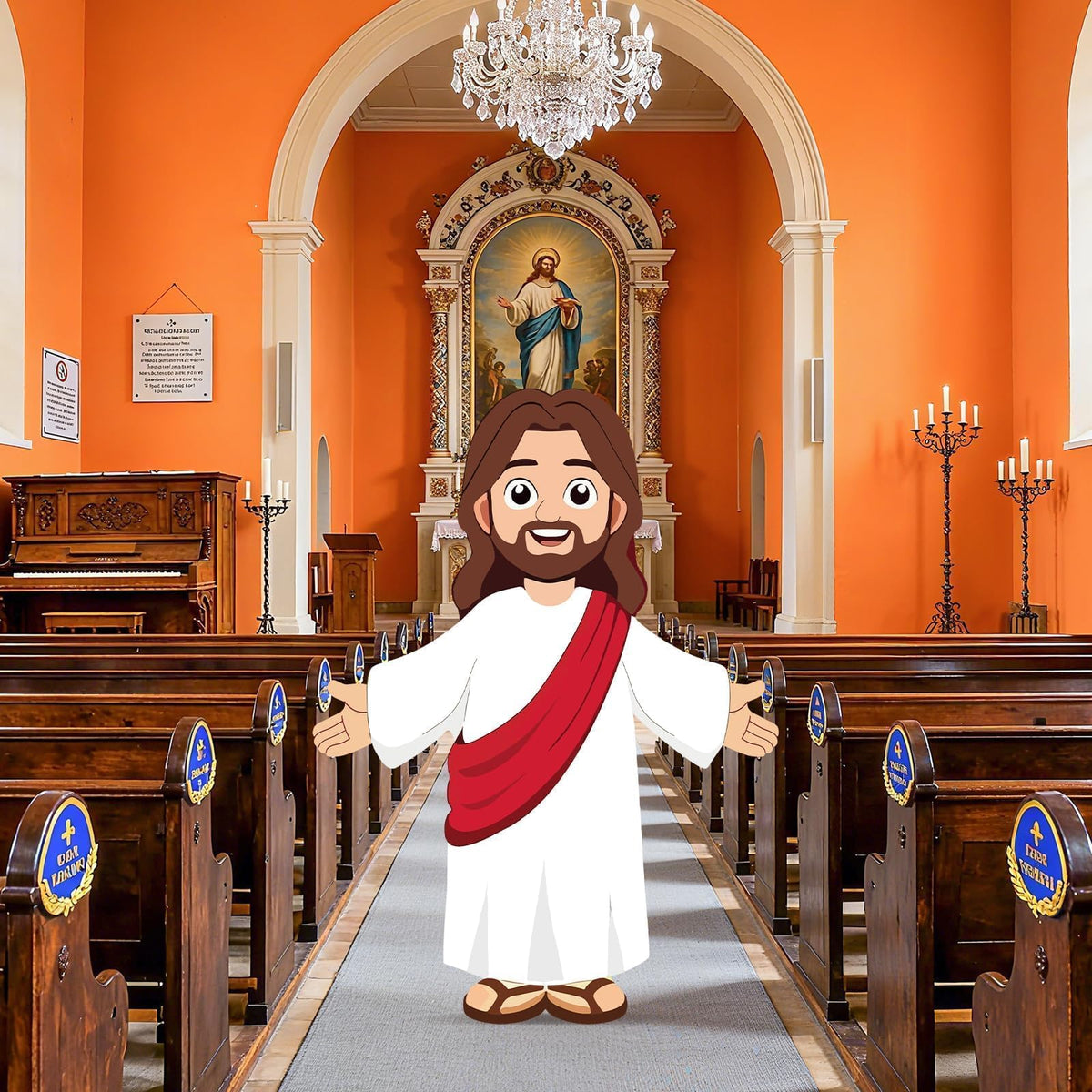 APUDWN 4 Ft Christ Jesus Cutout Stand Up Christmas Party Decor