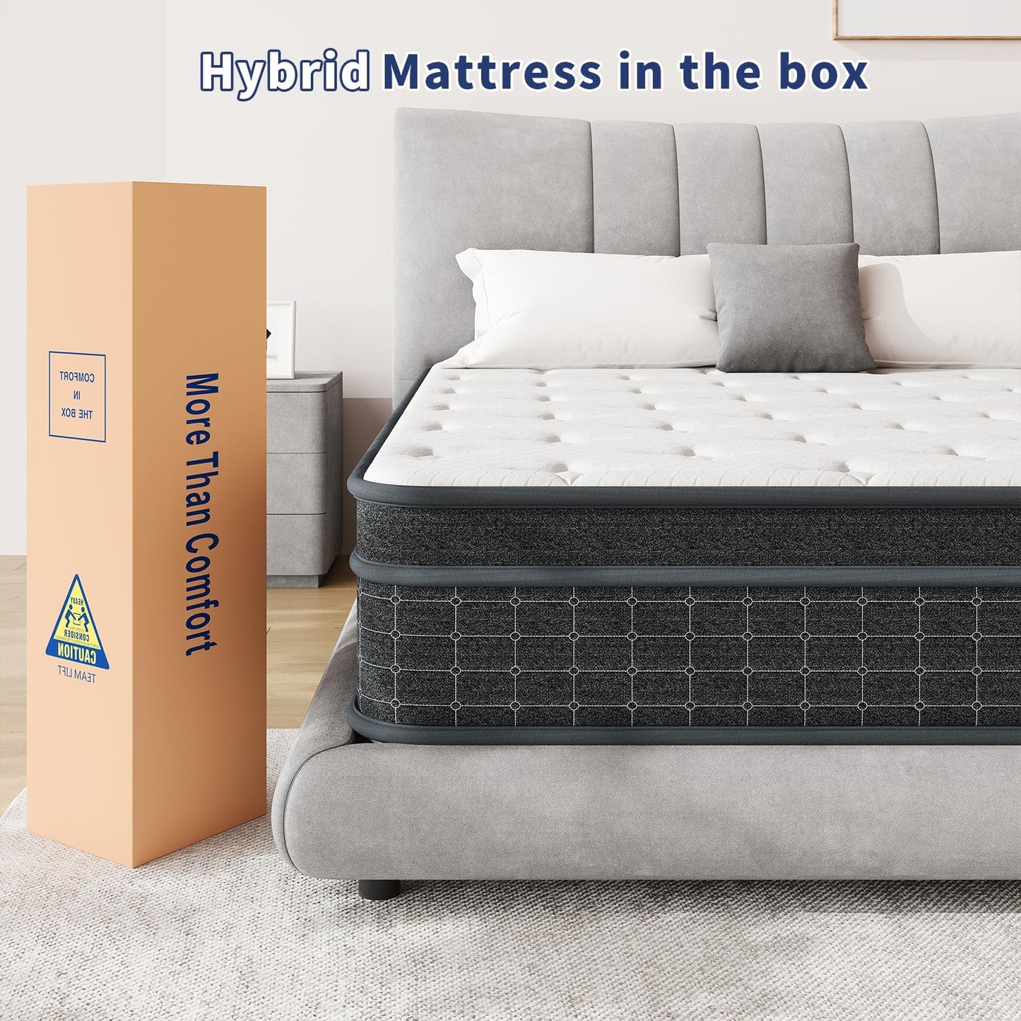 SupremeSleep Queen Mattress, 12 Inch Queen Size Mattresses in a Box, Individually Wrapped Pocket Coils for Isolate Motion,Pressure Relief, CertiPUR-US Certified, Support Comfort & Medium Firm