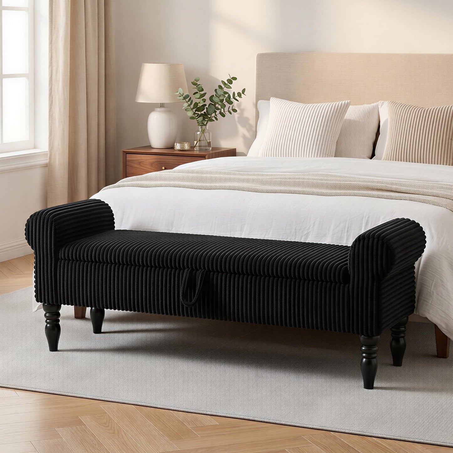 ATOMSPACE 60" Storage Bench for Bedroom,End of Bed Bench with Storage