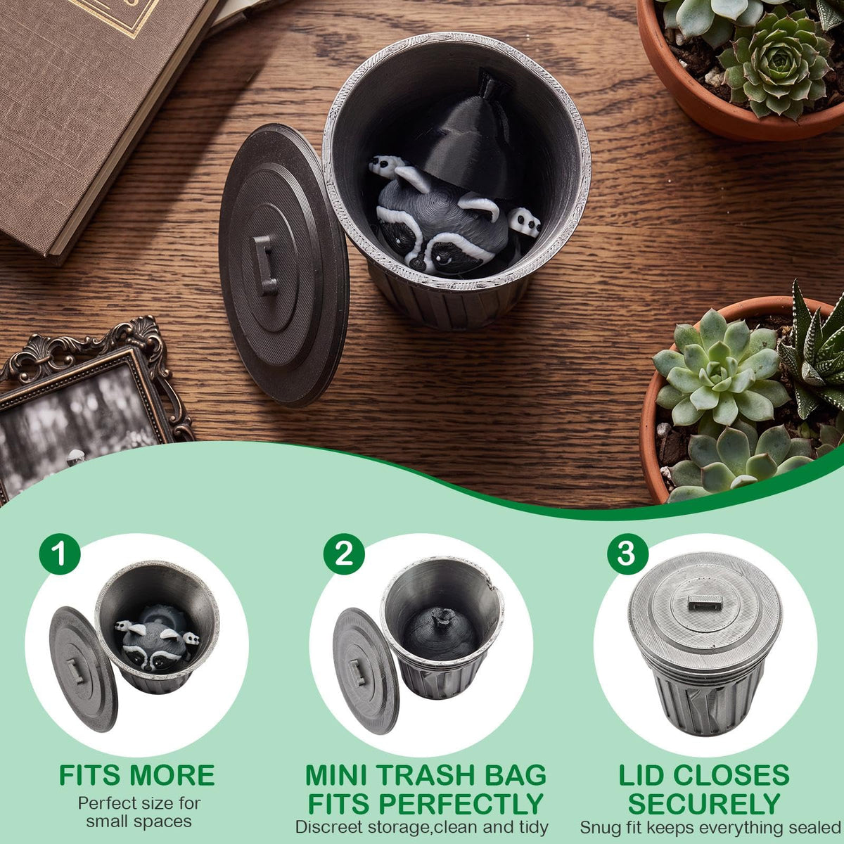 Soulchen 3D Printed Articulated Raccoon Animal Trash Can Desk Accessories