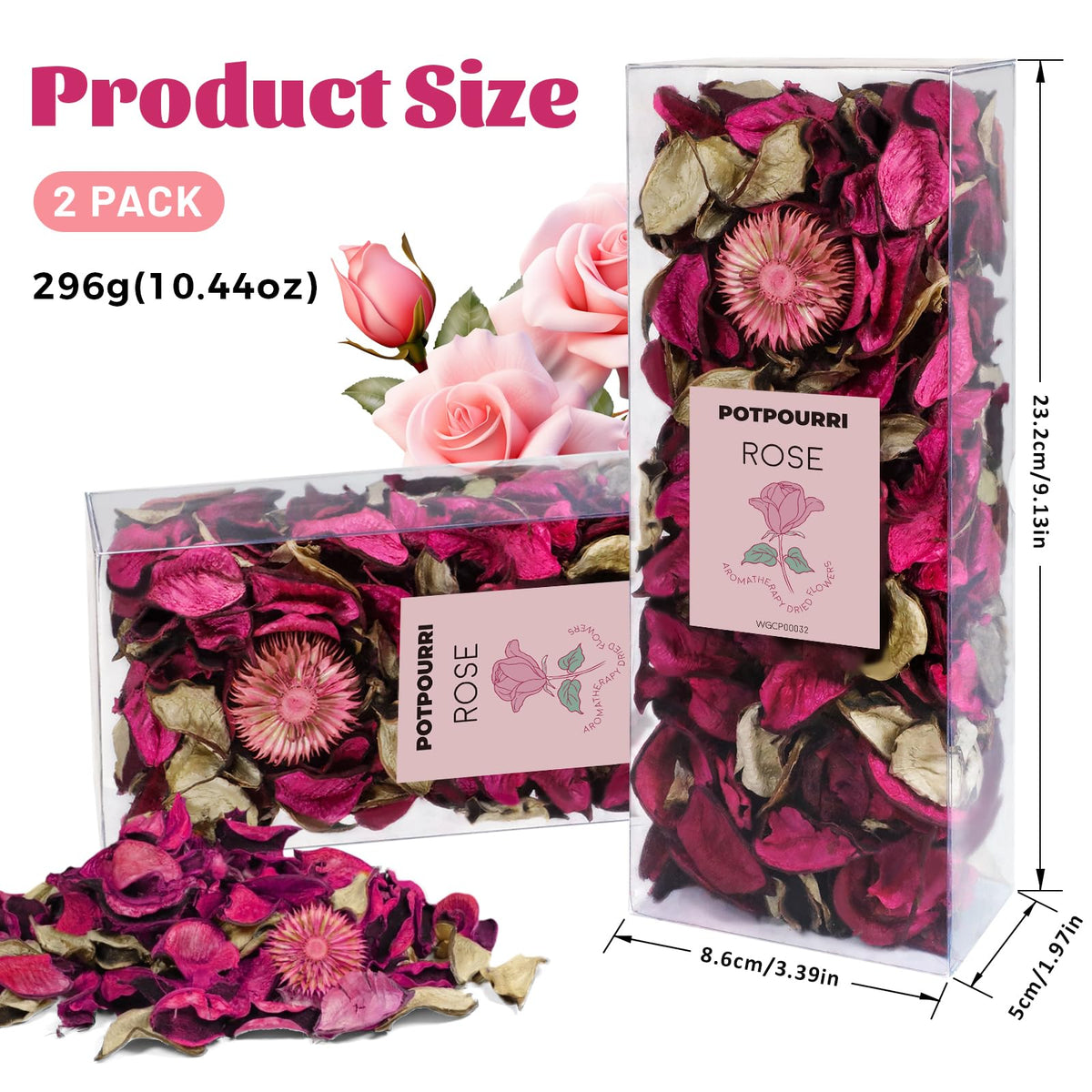 STRN Potpourri Bowl Filler, Rose Scent with Essential Oil