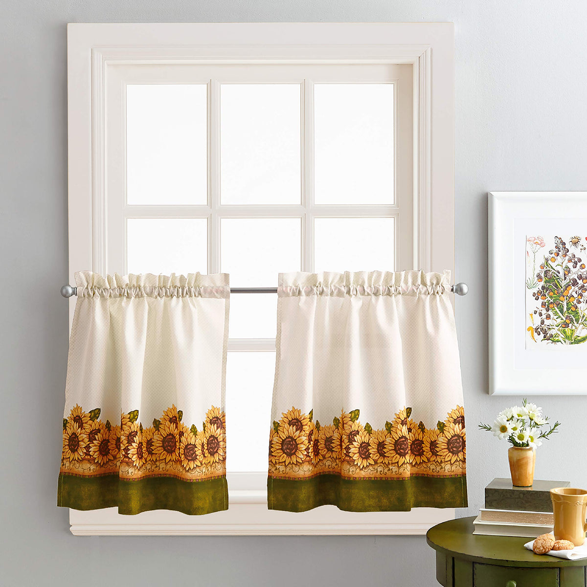 Curtainworks Sunflower Garden Tier & Valance Set, 56 x 36 Yellow, 3-Piece