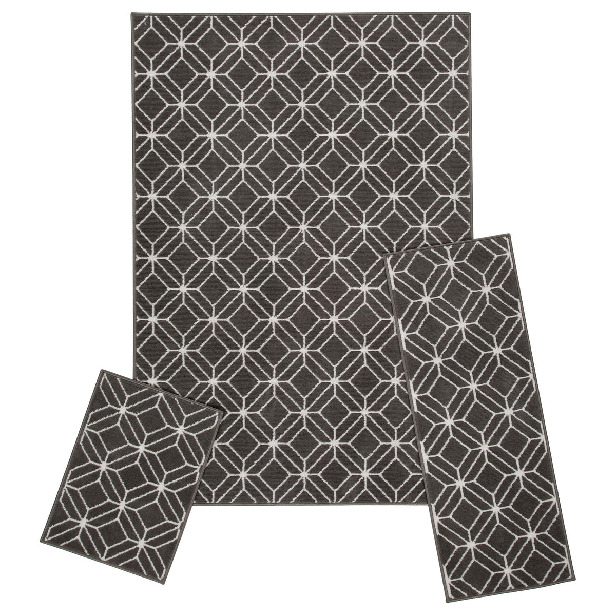 ACHIM 3-Piece Indoor Area Rug Set, Décor, Zara Grey, Non-Slip