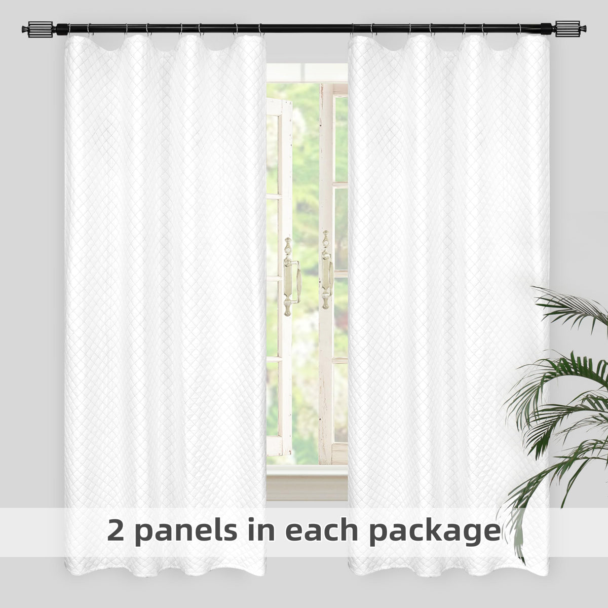 DriftAway Soundproof Thermal Insulated Quilted Curtain Liners for Bedroom Sound Barrier Blackout Cold Heat Noise Reducing Energy Saving 50 Inches by 80 Inches Grayish White Two Panels