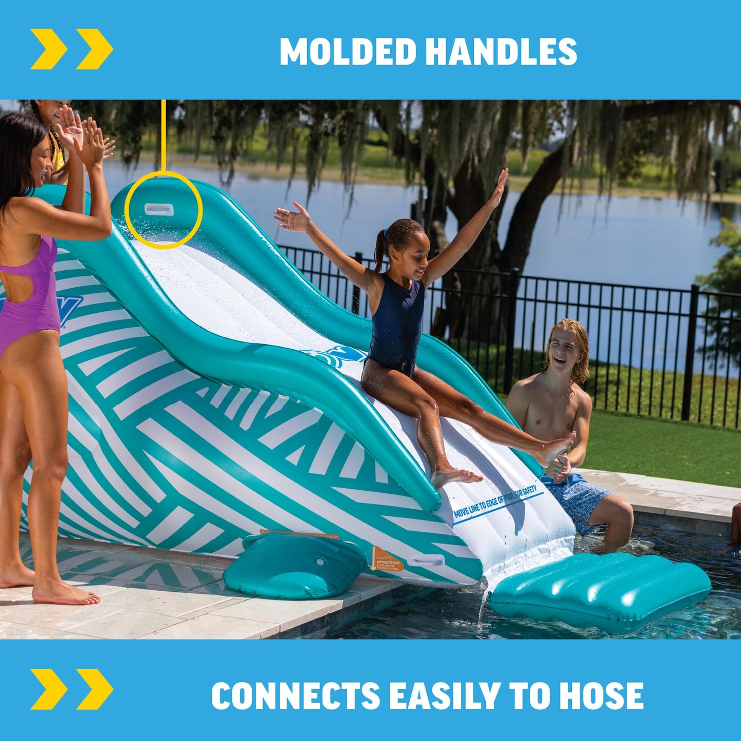WOW Sports Wiggler Inflatable Sprinkler Slide with Center Bump - Garden Hose Attachment - Backyard Water Play - Kids & Adults