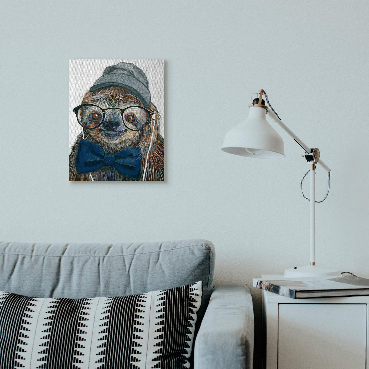 Stupell Industries Modern Sloth Funny Animal Portrait Drawing Canvas Wall Art, Multi-Color