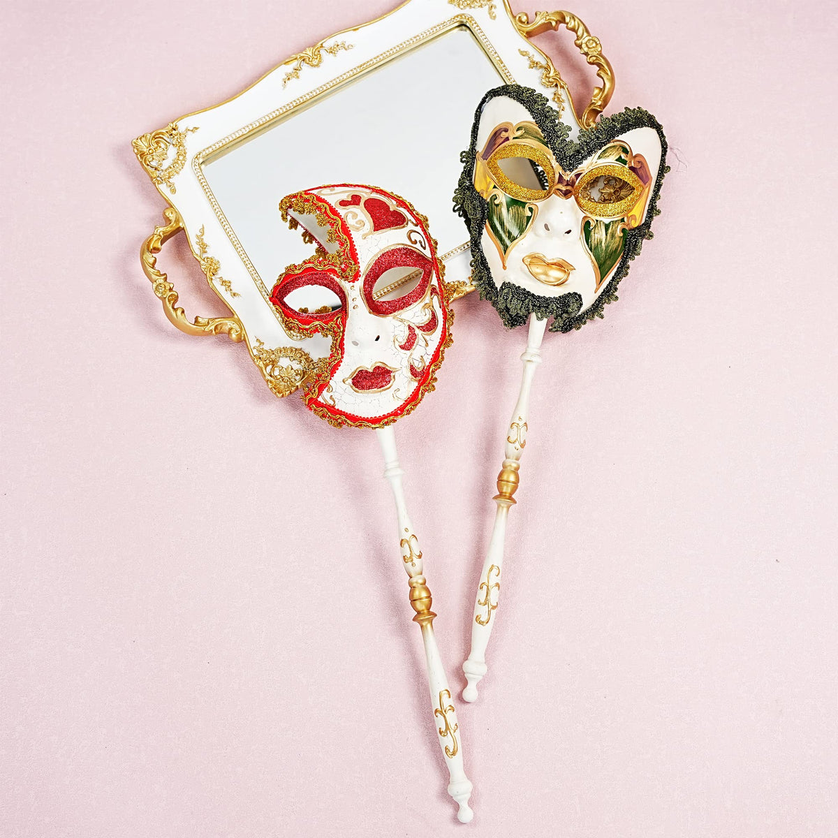 YU FENG 2 Pack Venetian Masquerade Mask, Adult Carnival Party Accessory