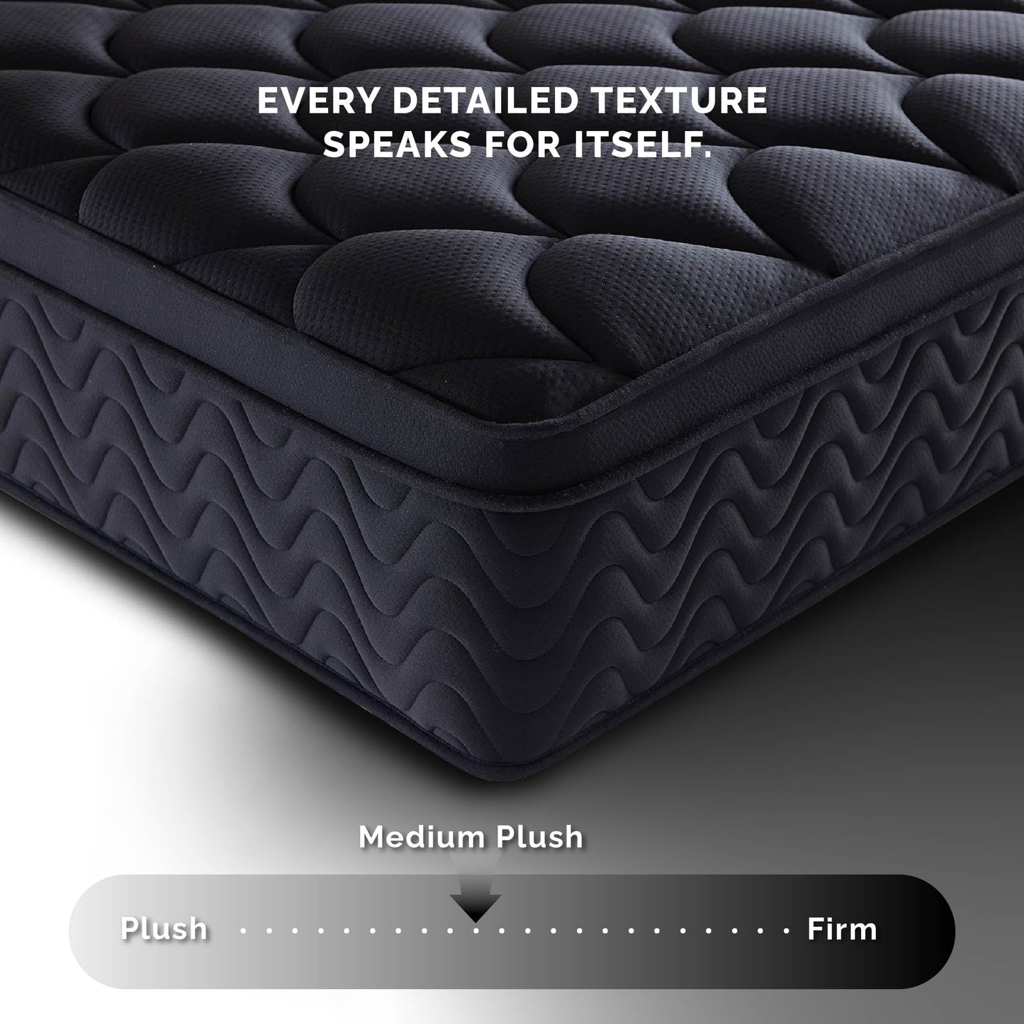 QOFYU 12 Inch Full Size Mattress 54”Wx75”L, Black Individual Pocket Spring Innerspring Mattress with Motion Isolation & Pressure Relief, Mattress in a Box