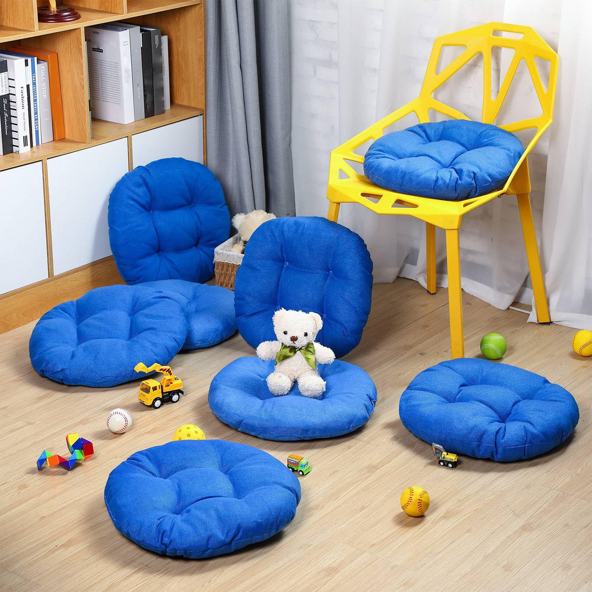 Fumete 8 Pcs Round Floor Cushions for Classroom Kids,Royal Blue