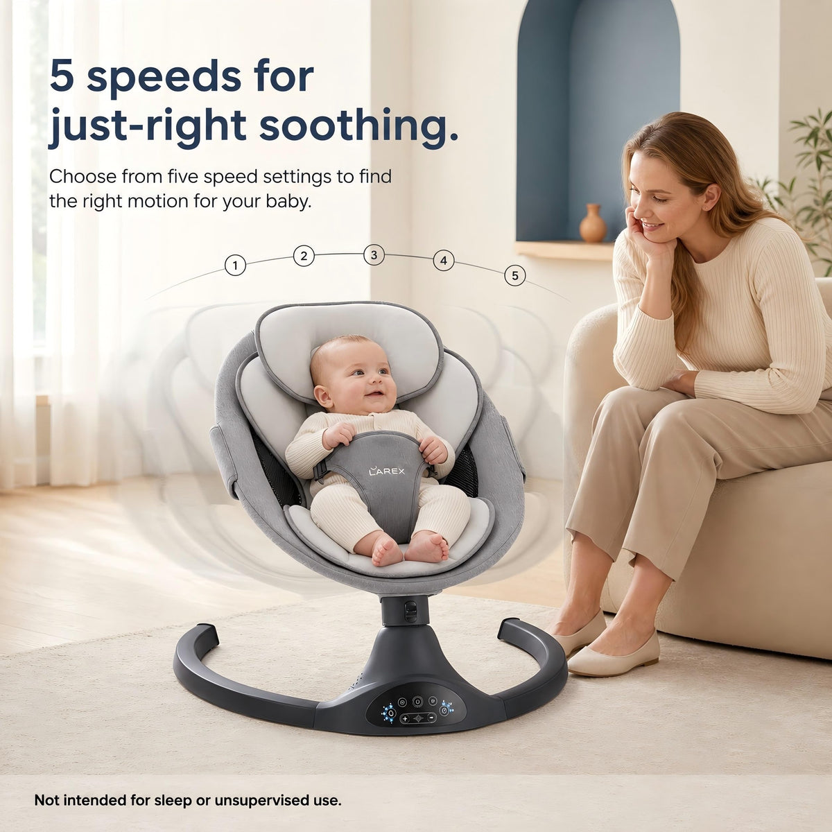 LAREX Baby Swing for Infants to Toddler with Remote Control & Bluetooth