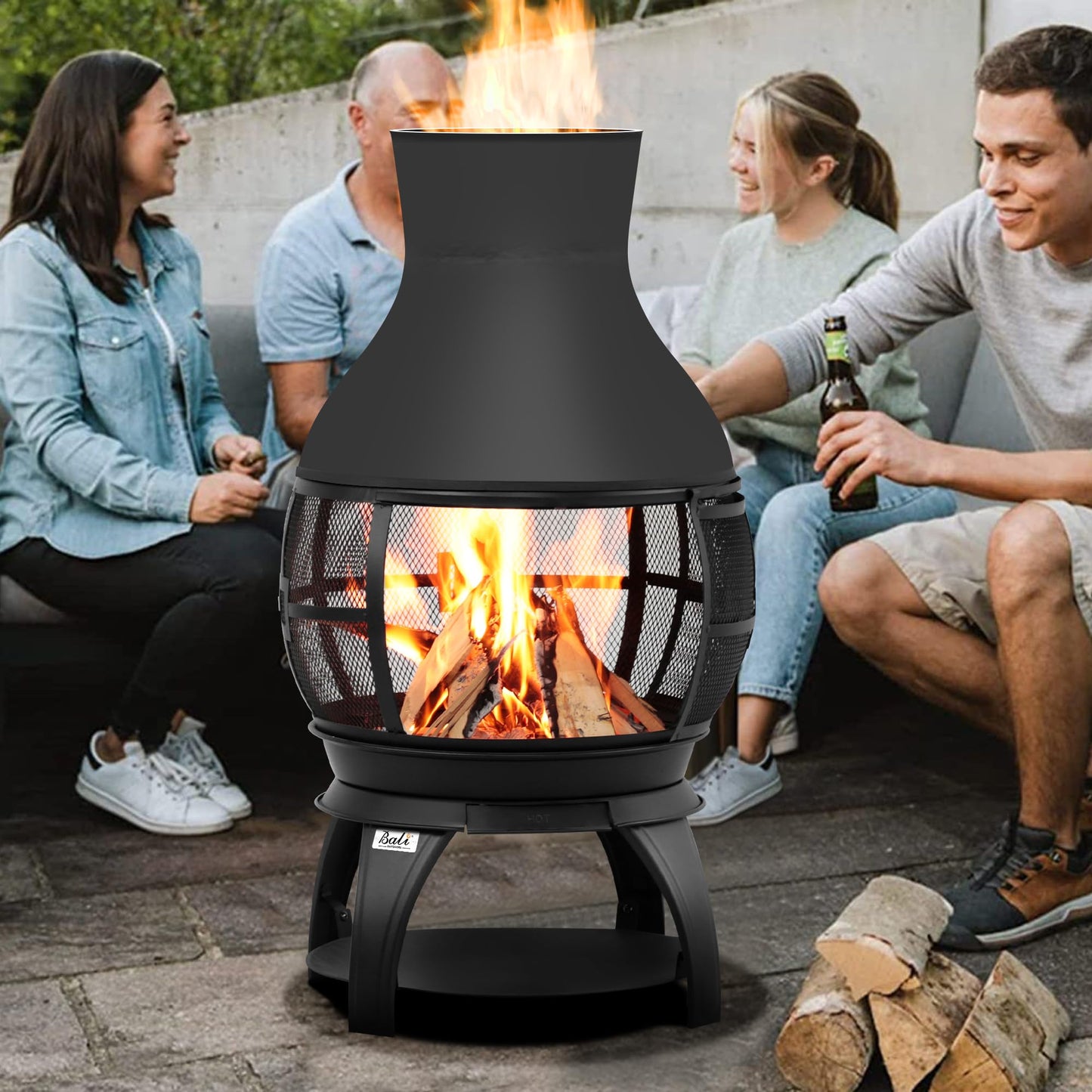 BALI OUTDOORS Fire Pit Wood Burning Chiminea Outside