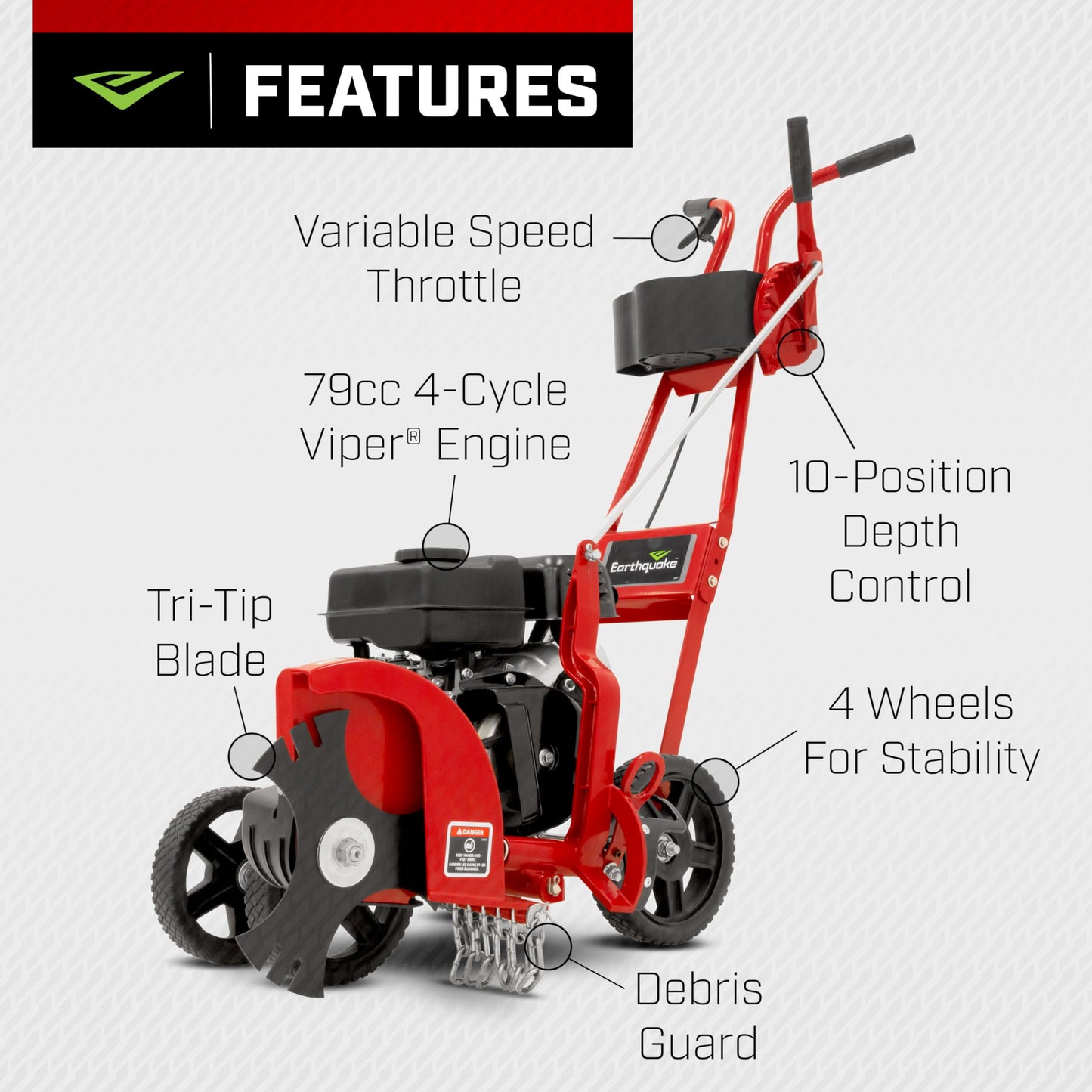 EARTHQUAKE 41273 79cc 4-Cycle Walk-Behind Edger, Red/Black