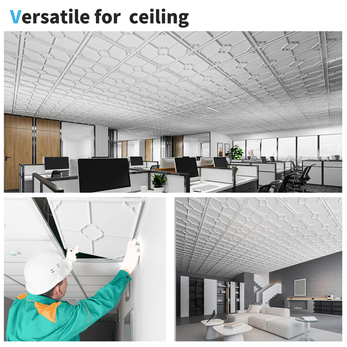 Art3d Drop Ceiling Tiles for Suspended Grid, 2 x 2 ft, 12-Pack, White