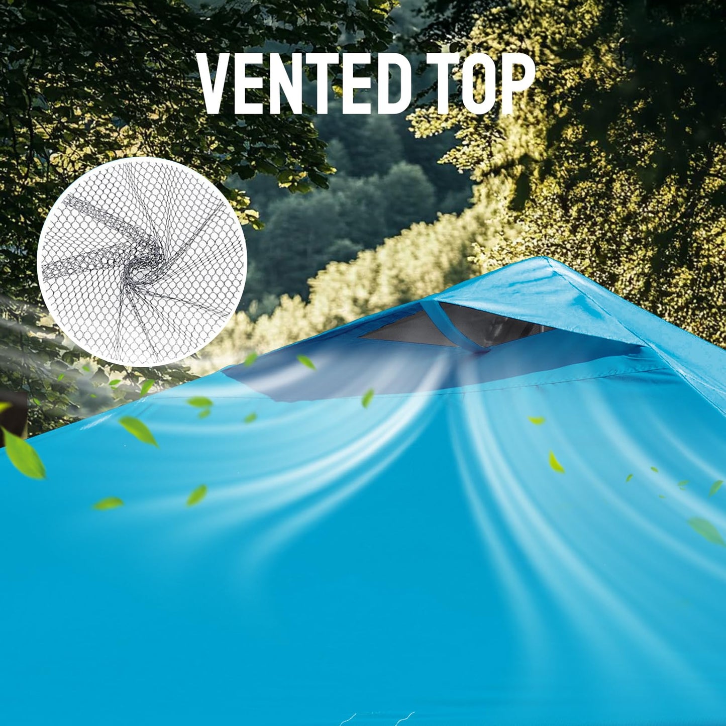 CROWN SHADES 10x10 Pop Up Canopy Tent - Patented Center Lock One Push Instant Outdoor Canopy Beach Tent with STO-N-Go Bag 8 Stakes & 4 Sand Bags，Sky Blue