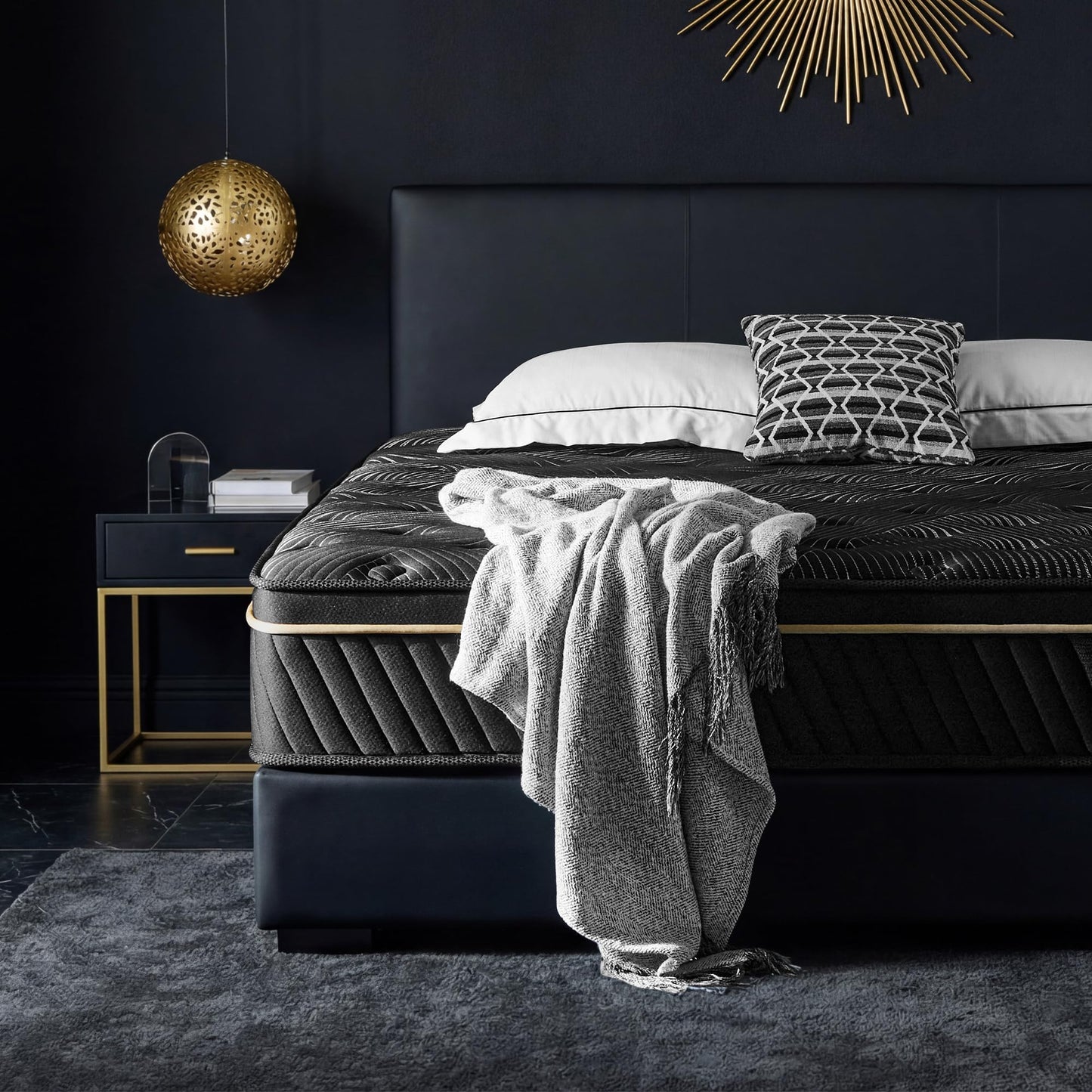 ZELBIO Gel Memory Foam Mattress 12 Inch Hybrid Full XL Mattress, Premium Knitted Fabric Cover, Pocket Coil Support, Motion Isolation, CertiPUR-US