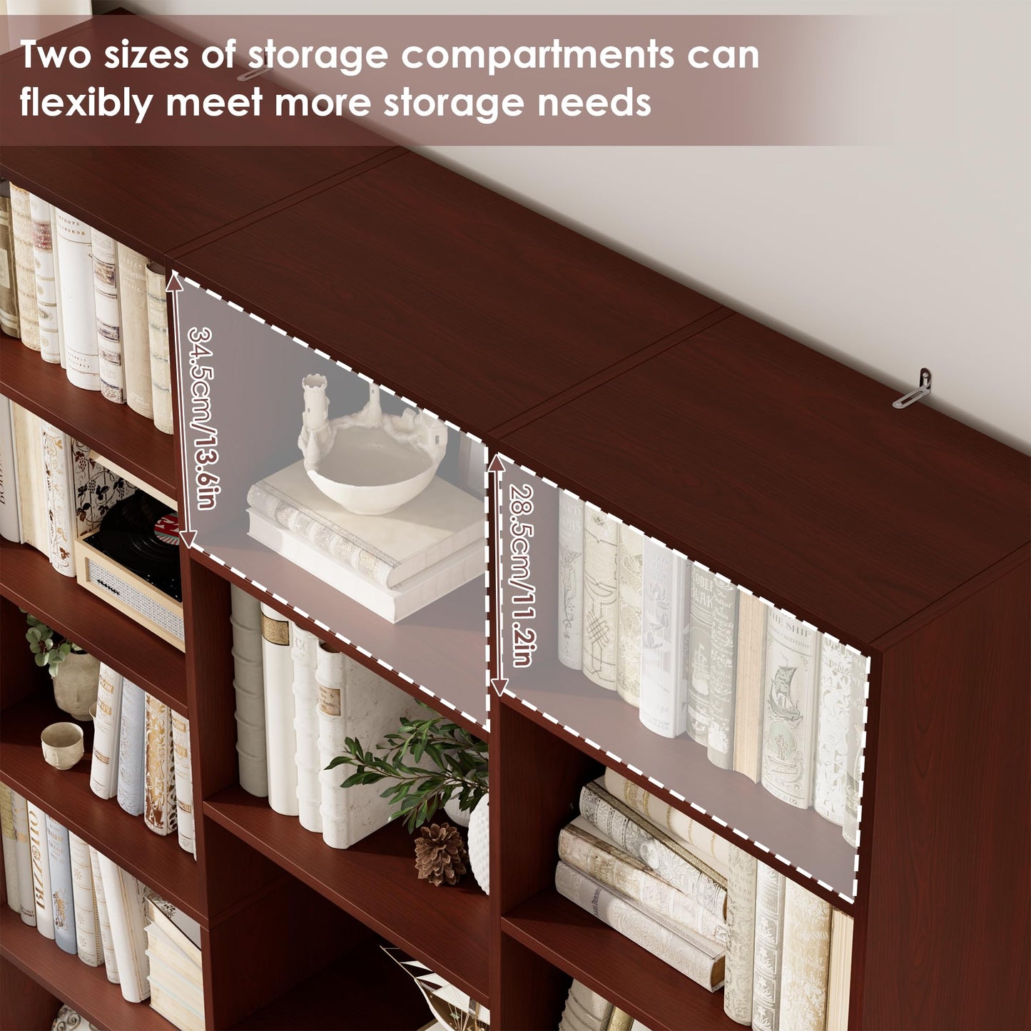 FACBOTALL Triple Wide Bookshelf, Large Bookshelf with 17 Display Shelves