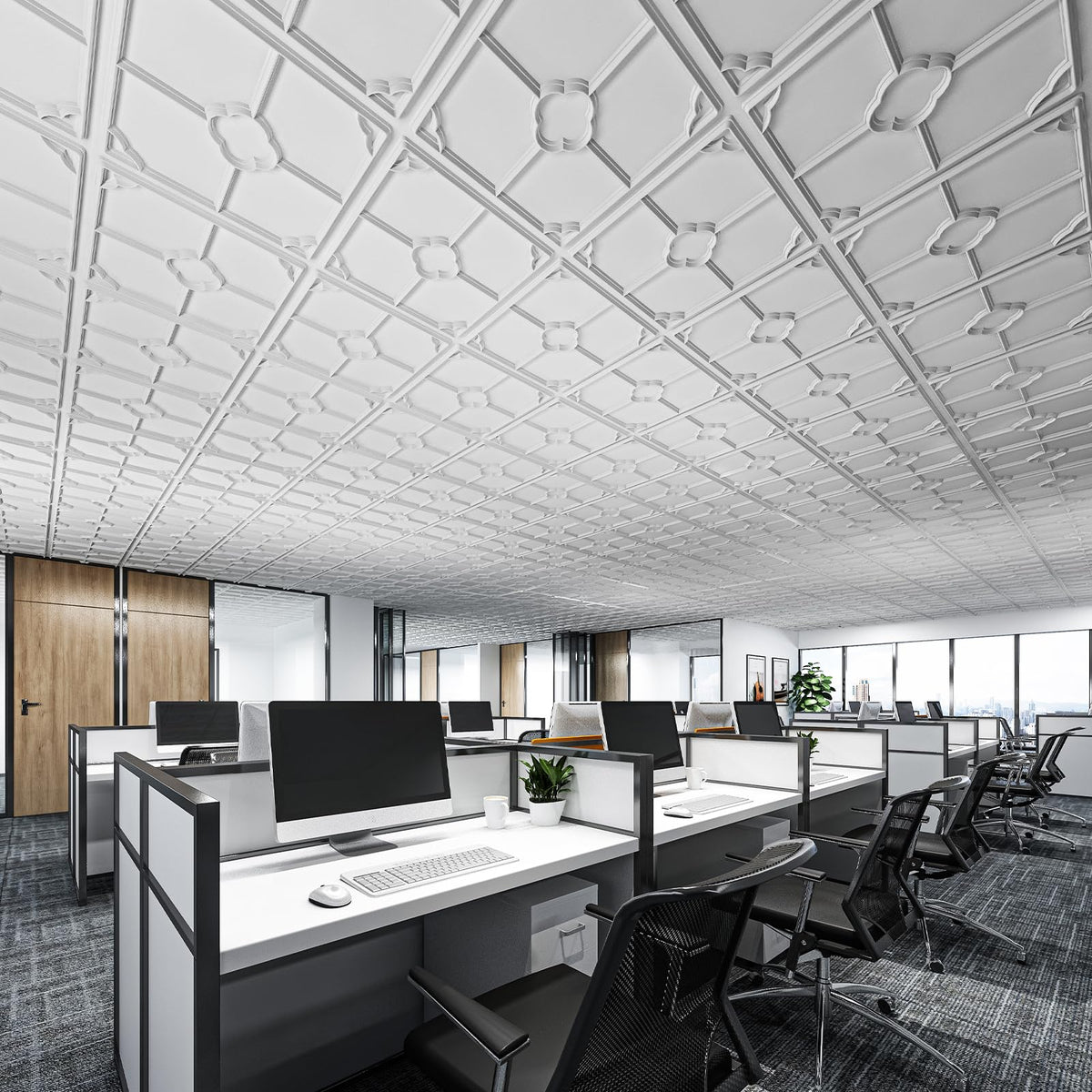 Art3d Drop Ceiling Tiles for Suspended Grid, 2 x 2 ft, 12-Pack, White