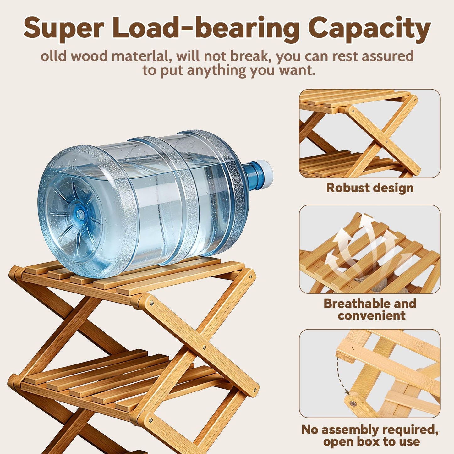 9 Tier Bamboo Shoe Rack, Foldable Narrow Shoe Organizer, Space Saving Vertical Shoe Storage Shelf Tower, No Assembly Eco-Friendly Wooden Shoe Rack for Closet & Entryway, Small Spaces (Bamboo, 9)