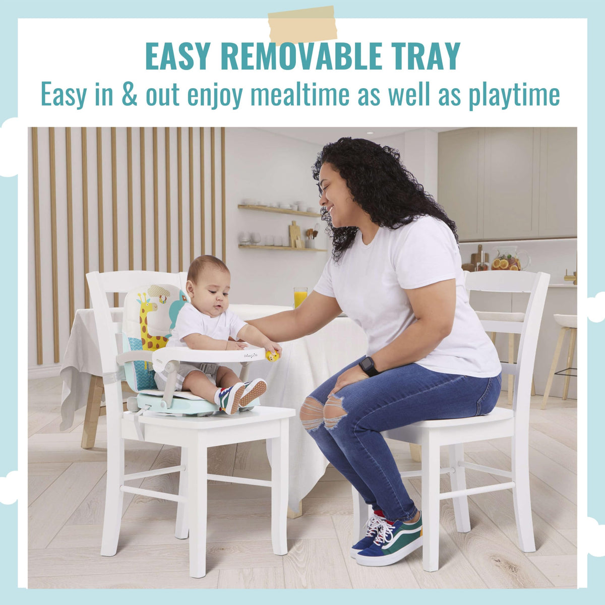 Dream On Me Munch N Go Booster Seat for Babies 6–36 Months, 3-in-1 Feeding, Floor & Table Seat, Adjustable 4 Heights, Lightweight Portable Design, 3-Point Safety Harness, Easy to Fold & Carry- Mint