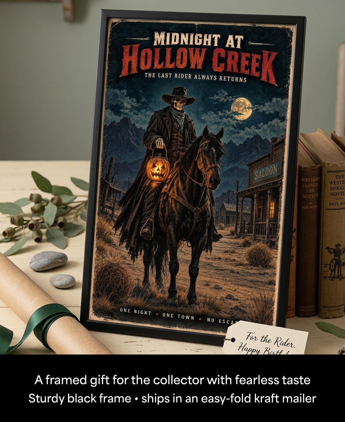 Skeleton Cowboy Wall Art Gothic Western Horror Man Cave Gift 11x17 Print