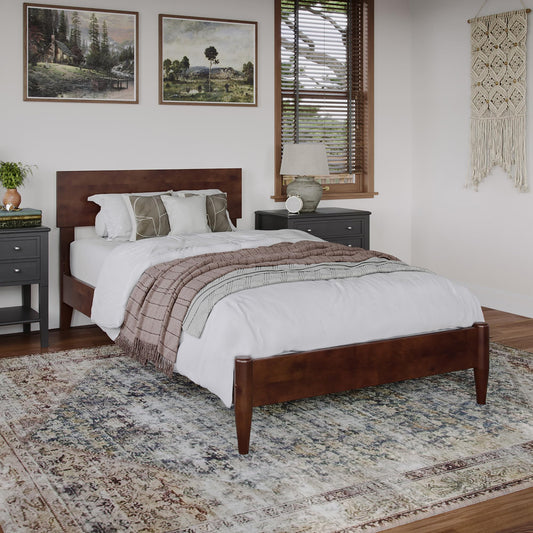 AFI, Aria Twin XL Solid Wood Modern Low Profile Platform Bed, Walnut