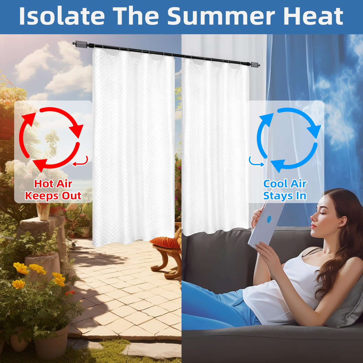DriftAway Soundproof Thermal Insulated Quilted Curtain Liners for Bedroom Sound Barrier Blackout Cold Heat Noise Reducing Energy Saving 50 Inches by 80 Inches Grayish White Two Panels