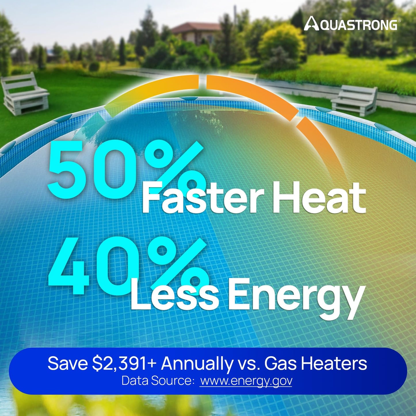 AQUASTRONG Inverter Swimming Pool Heat Pump,Pool Heater for Above Ground and Inground Pool Heating Smart WiFi Control and Cooling Pool Heater Pools Up to, 9100 Gallons