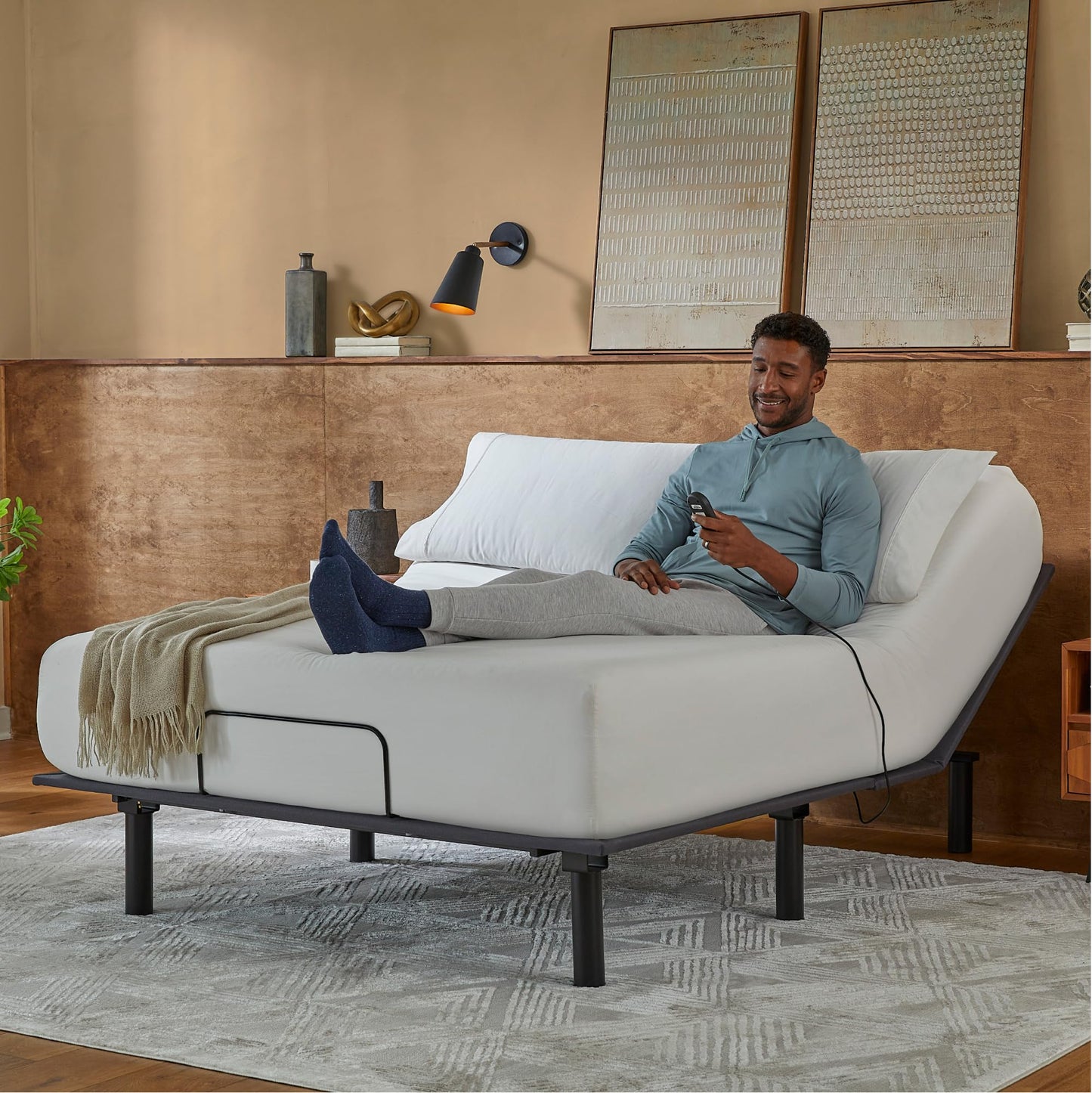 Beautyrest baselogic Level 1 Adjustable Base Bed Frame - Full - Head Adjustability, Wired Remote, Removable Legs for Zero-Clearance Design, and Foldable for Convenient Mobility and Storage