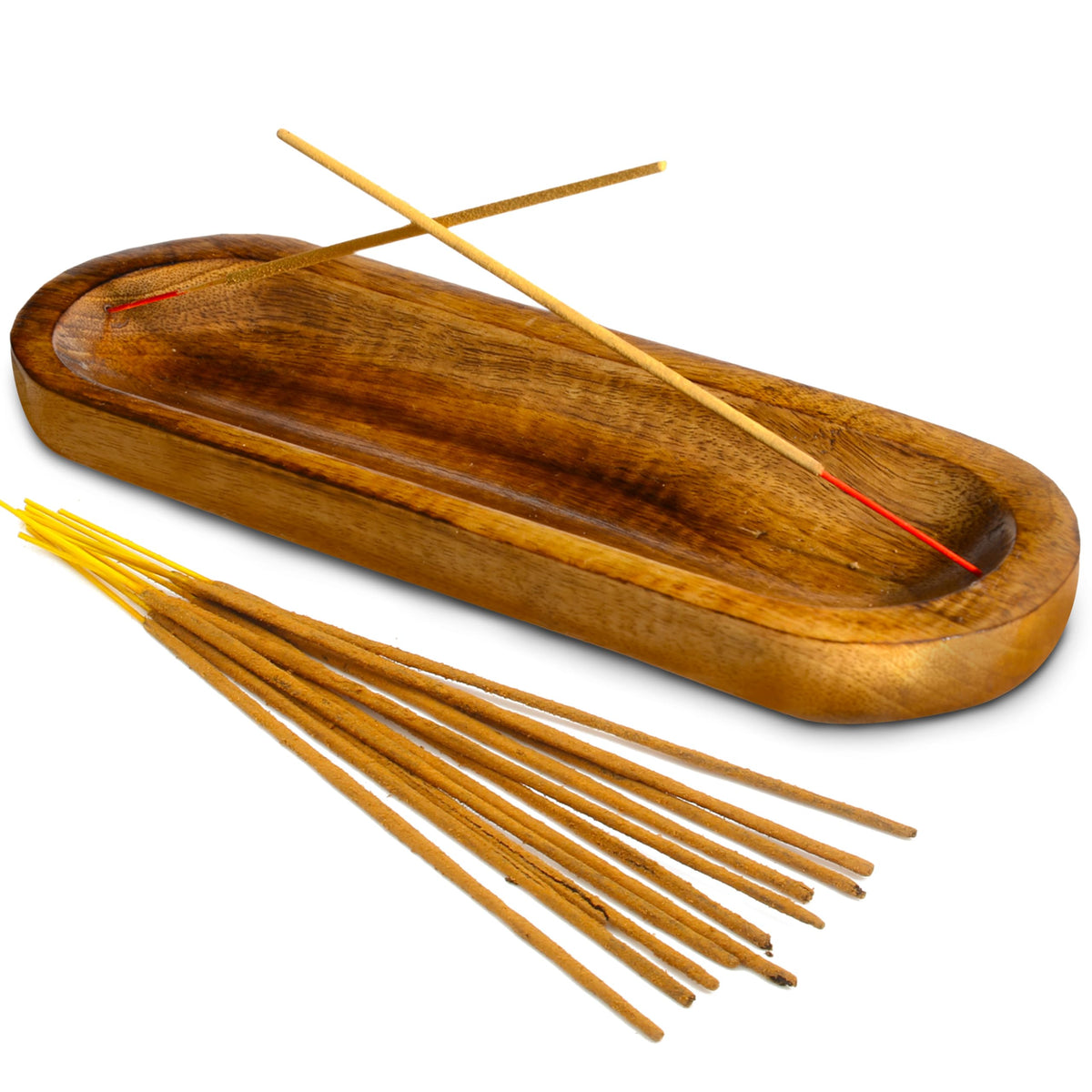 UnitedPrime Incense Holder-Incense Burner/Ash Catcher-Handmade Wooden Insence Tray Home Decor 11x4x1.2 Inches