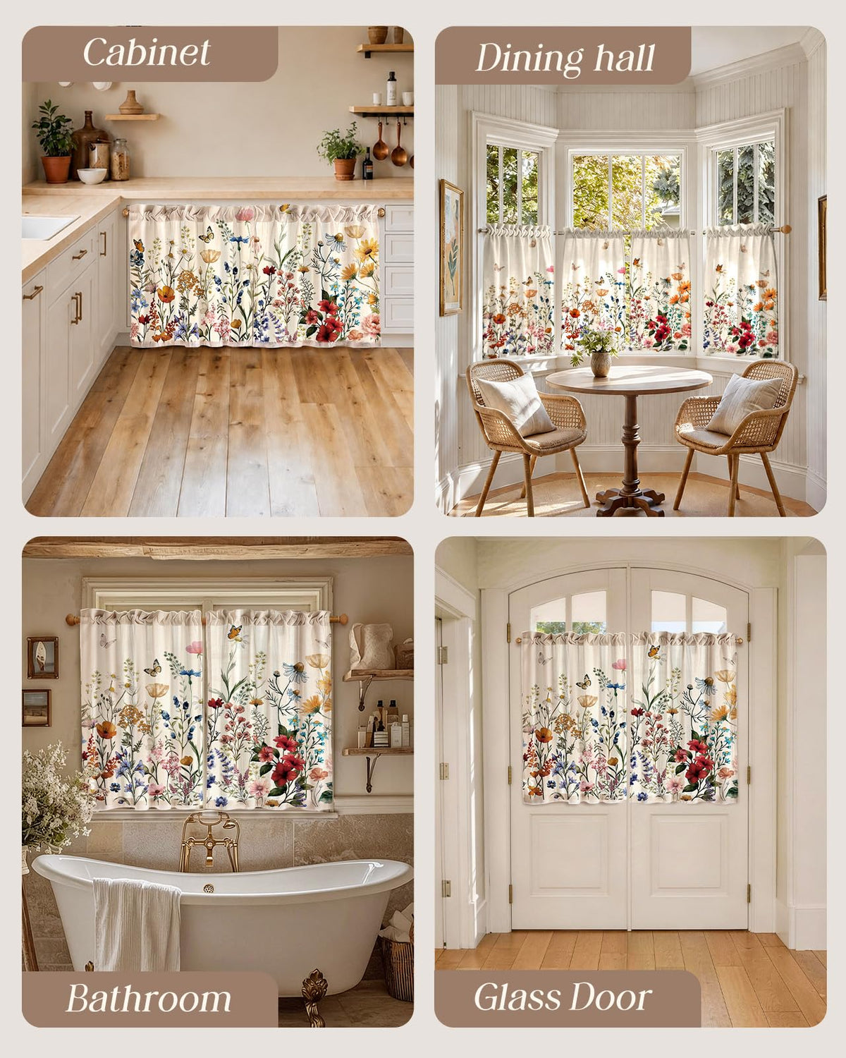 Miss Adola 36 Inch Length Kitchen Tier Curtains, Vintage Floral