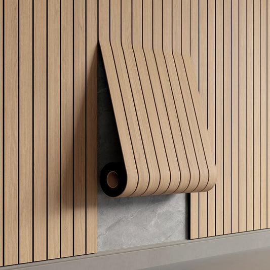 YU LI 3DH Peel and Stick PVC Slat Wall Panel, 236 x 15.75 Inches, Self-Adhesive Faux Oak Wood Grain, 3D Soundproof for Ceilings and Rooms - 1 Pack