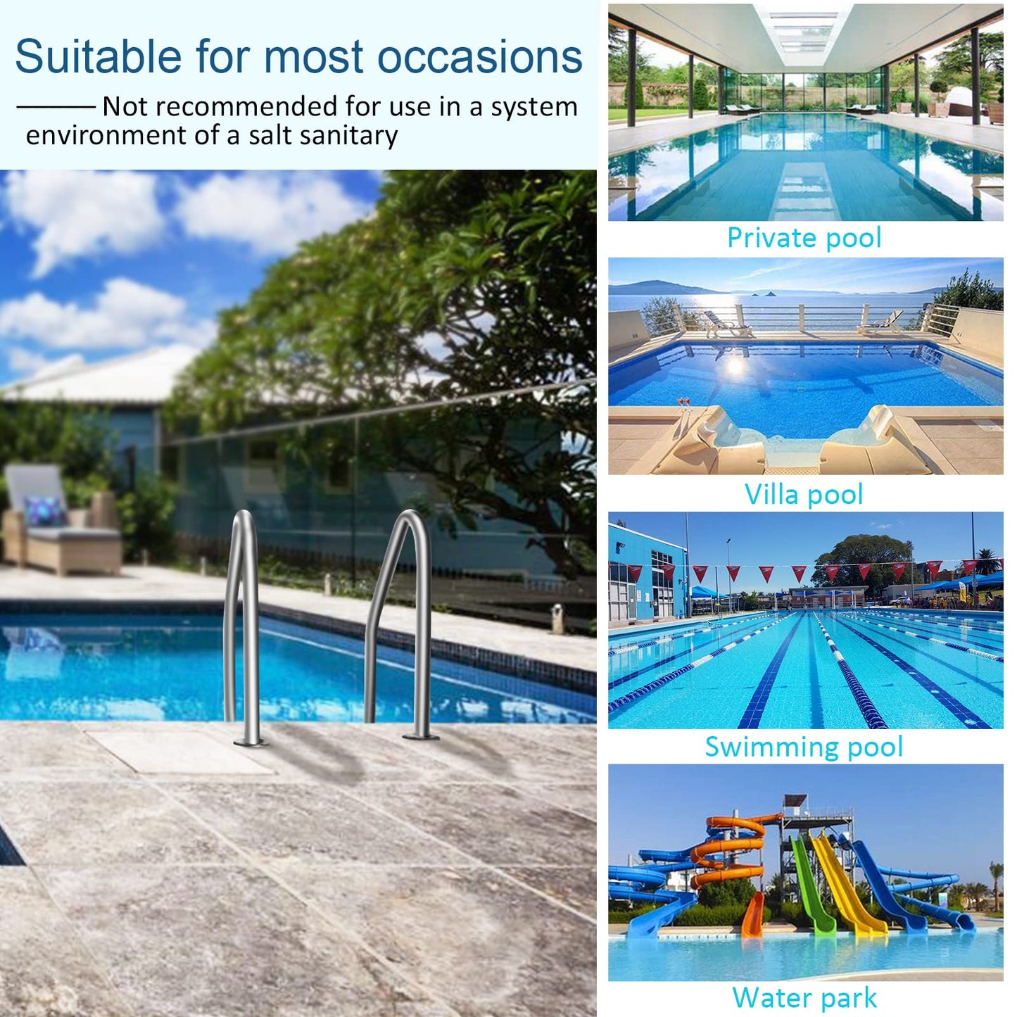DOEL Swimming Pool Ladder, Non-Slip Steps Ladder, 3-Step In-Ground Stainless Steel Step for Indoor/Outdoor Pool, Easy Assembly and Climbing